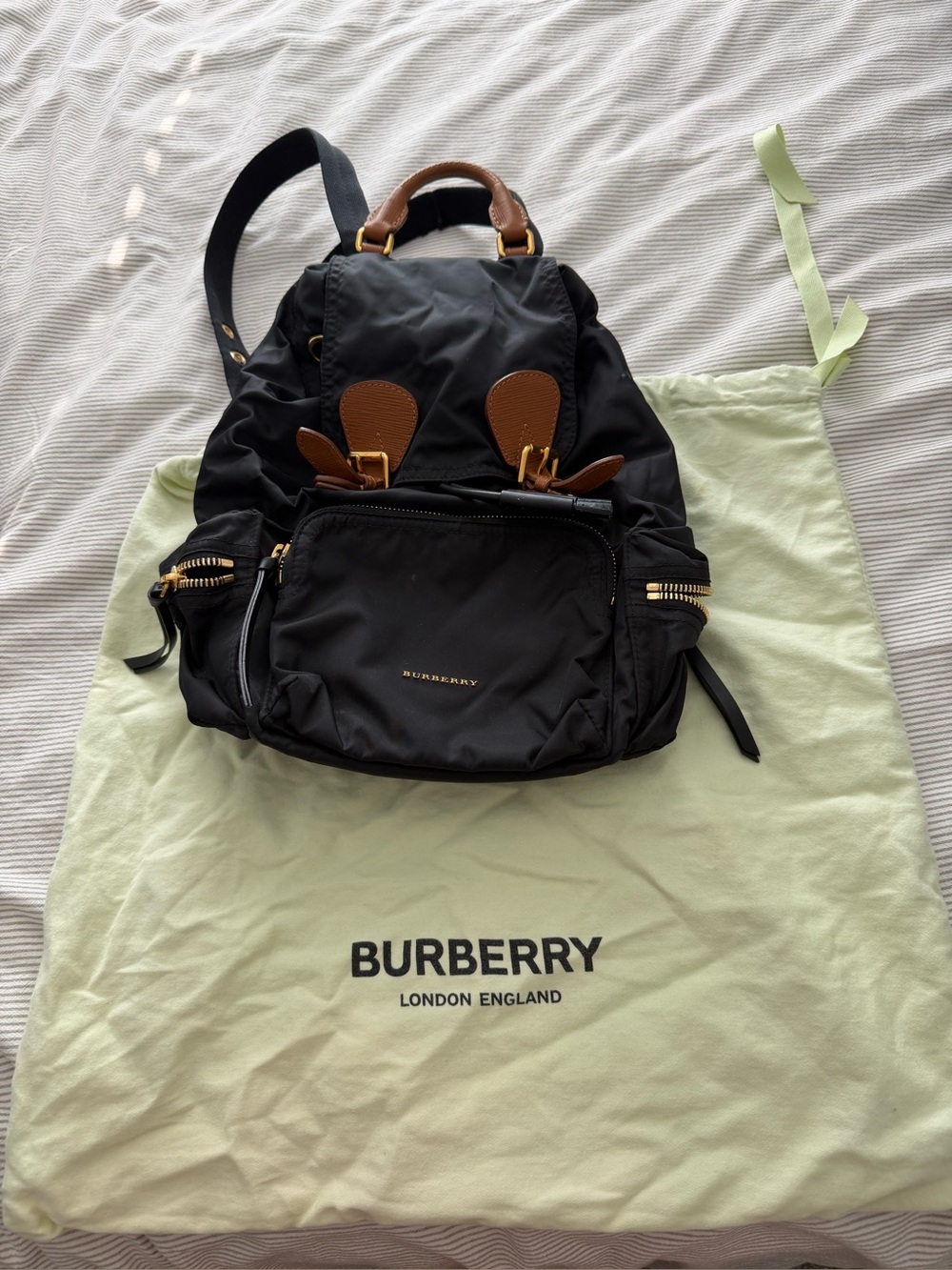 Burberry Black Backpack with Brown Leather Accents